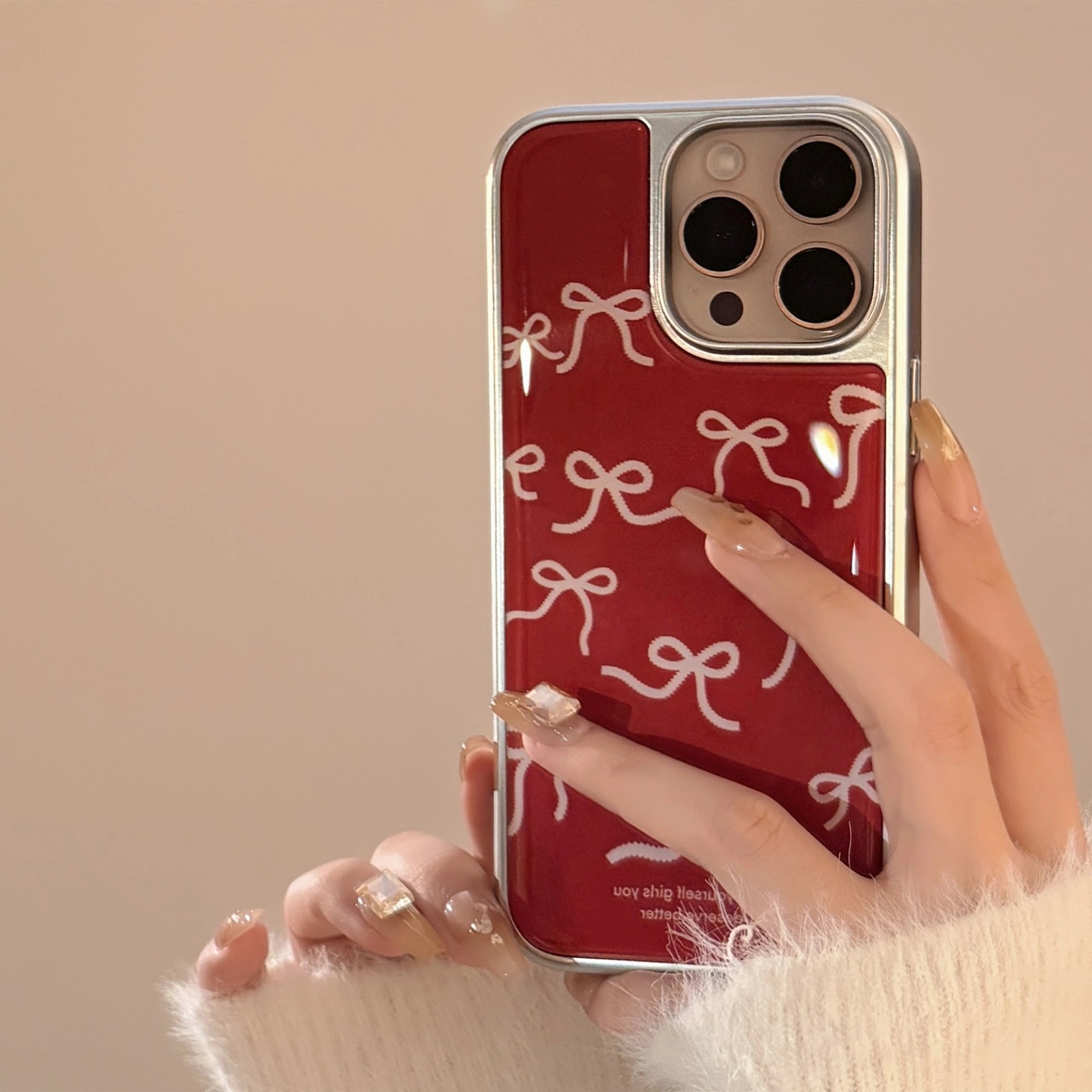 Wine & White Ribbon - iPhone Case